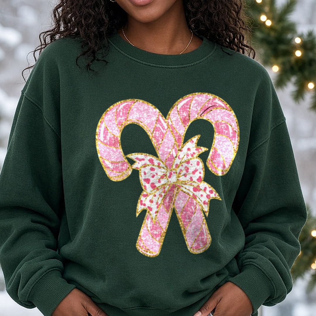 Candy Cane Pink DTF transfer shown on a Comfort Colors sweatshirt