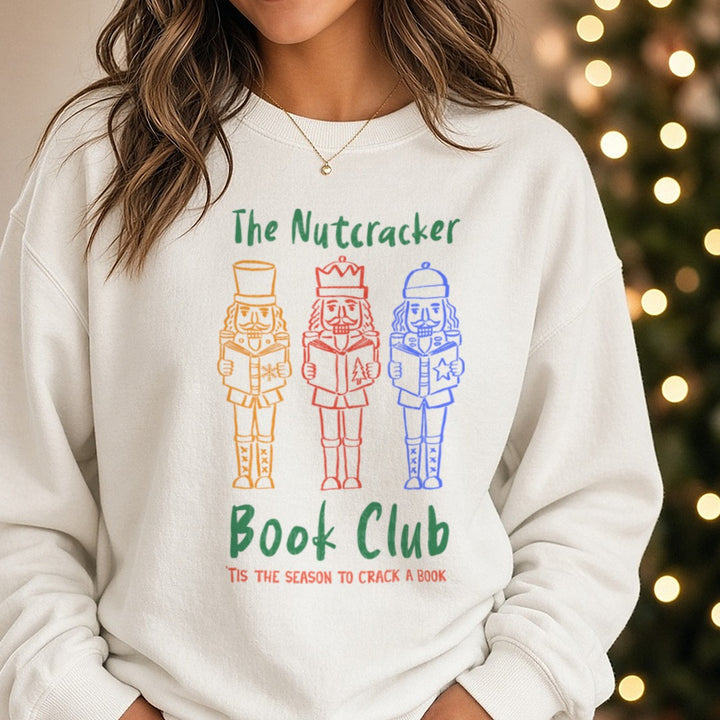 THE NUTCRACKER Christmas Book DTF transfer shown on a Comfort Colors sweatshirt