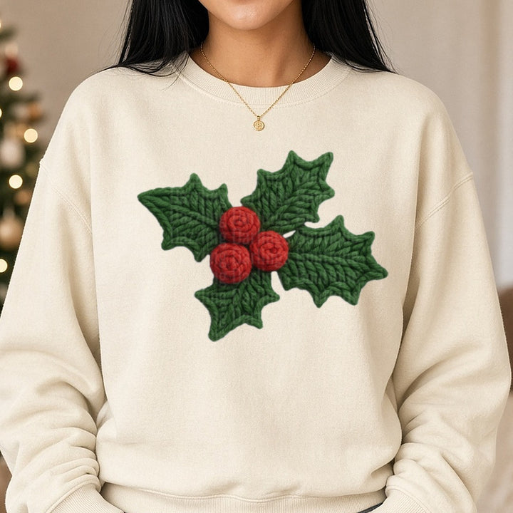 Holly DTF transfer shown on a Comfort Colors sweatshirt