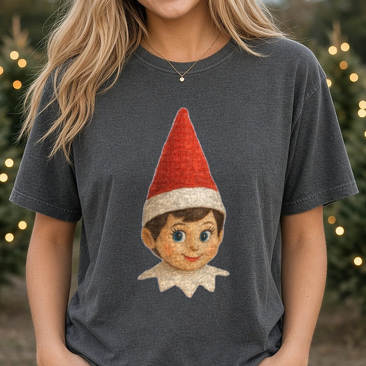 Girl Elf DTF transfer shown on a Comfort Colors tee