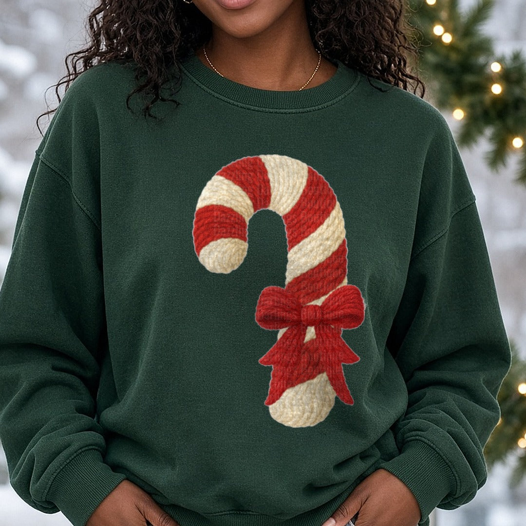 yarncandycane DTF transfer shown on a Comfort Colors sweatshirt