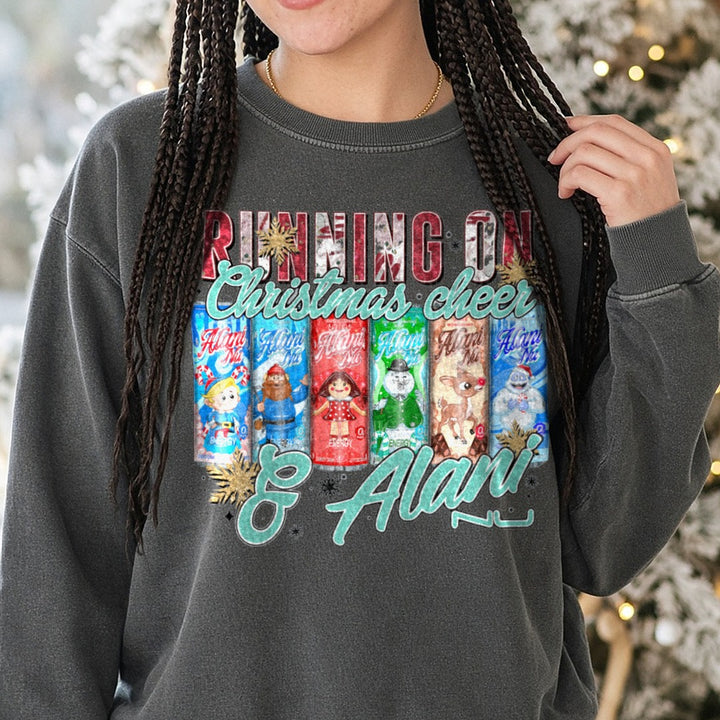 Alani Christmas DTF transfer shown on a Comfort Colors sweatshirt