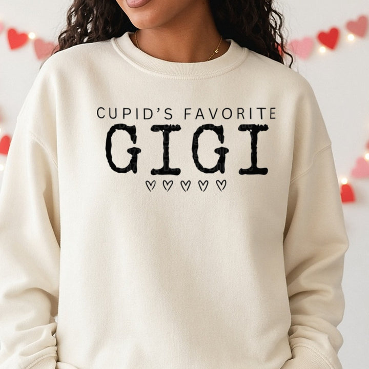 cupid favorite gigi - Copy DTF transfer shown on a Comfort Colors sweatshirt