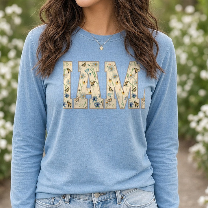 Boho Mama DTF transfer shown on a Comfort Colors long sleeve tee