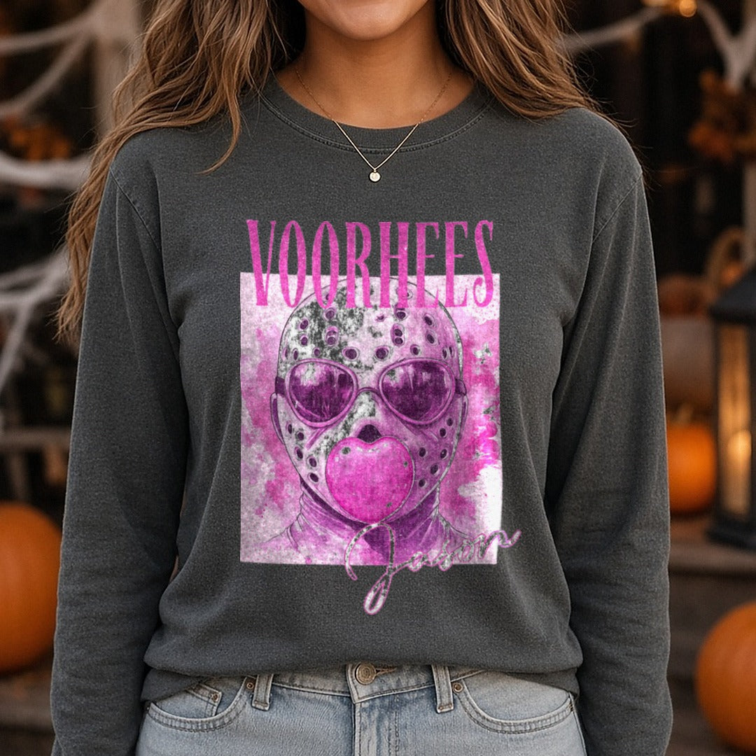 jason DTF transfer shown on a Comfort Colors long sleeve tee