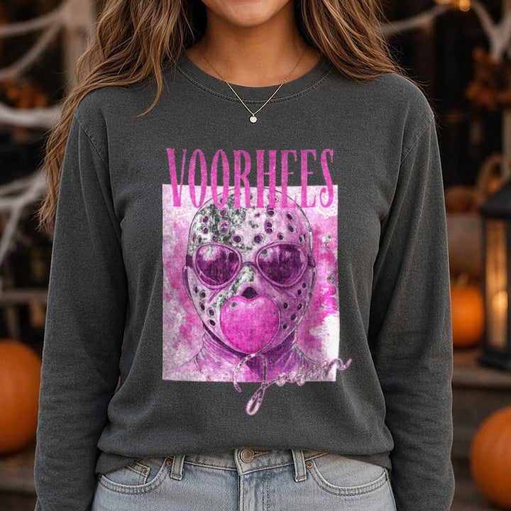 jason DTF transfer shown on a Comfort Colors long sleeve tee