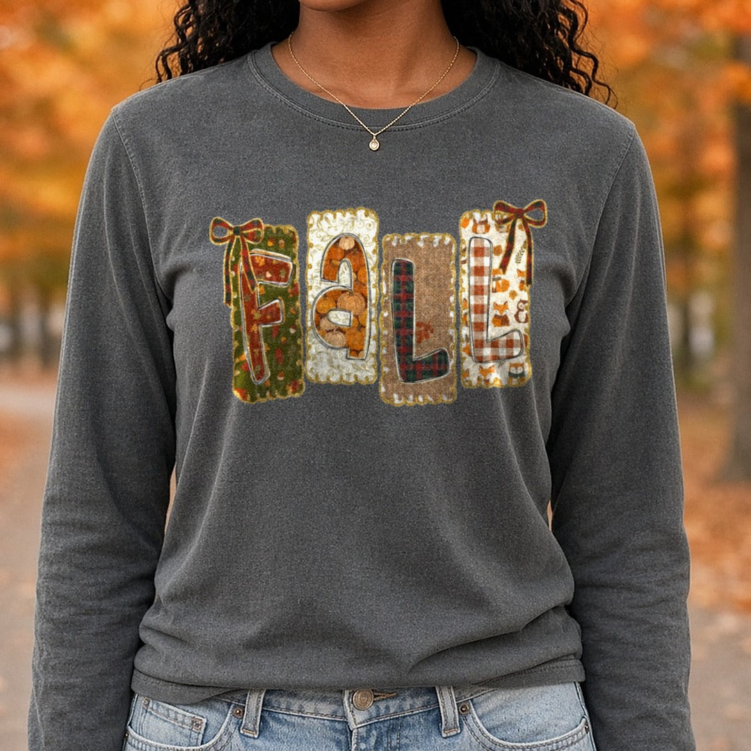 Coquette Fall DTF transfer shown on a Comfort Colors long sleeve tee