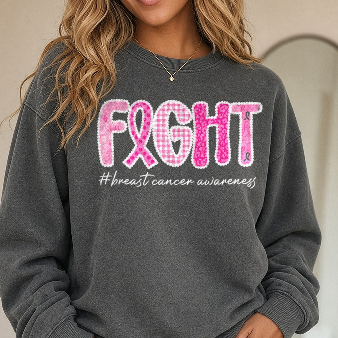 Fight DTF transfer shown on a Comfort Colors sweatshirt