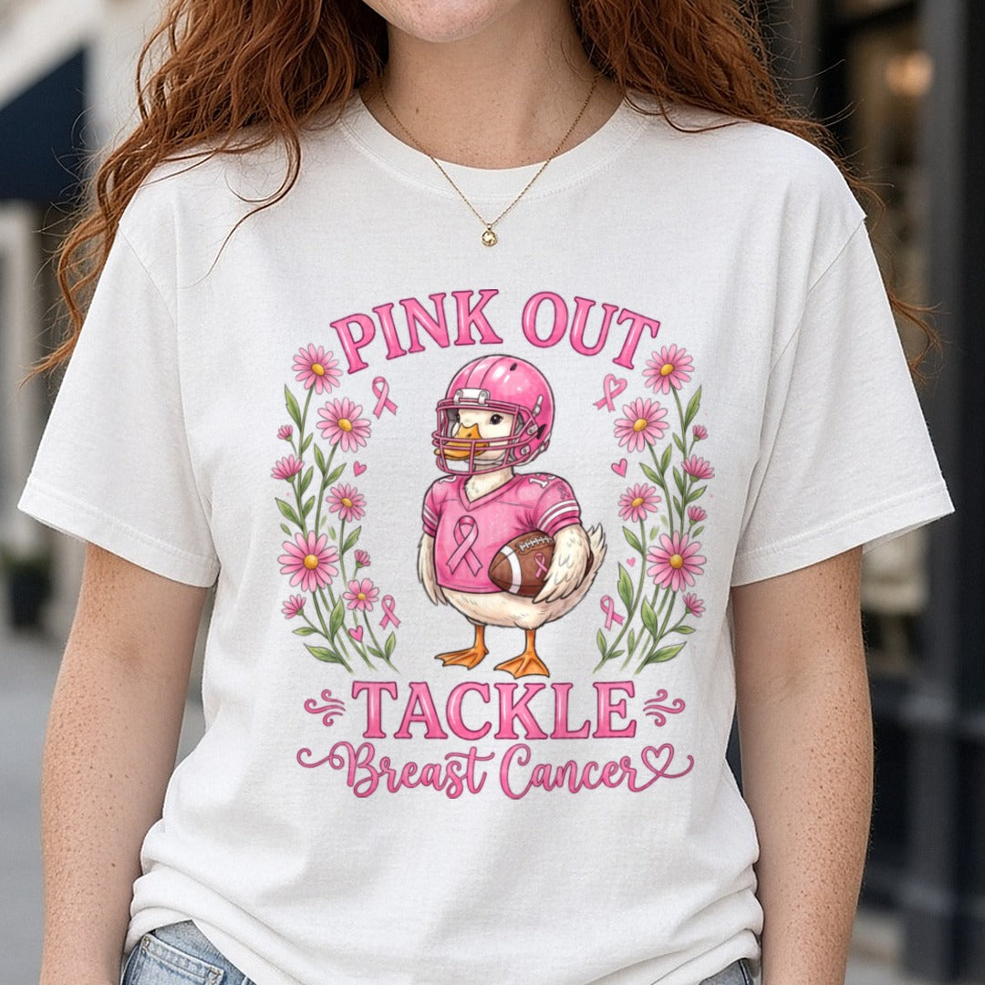 Pink Out Goose DTF transfer shown on a Comfort Colors tee