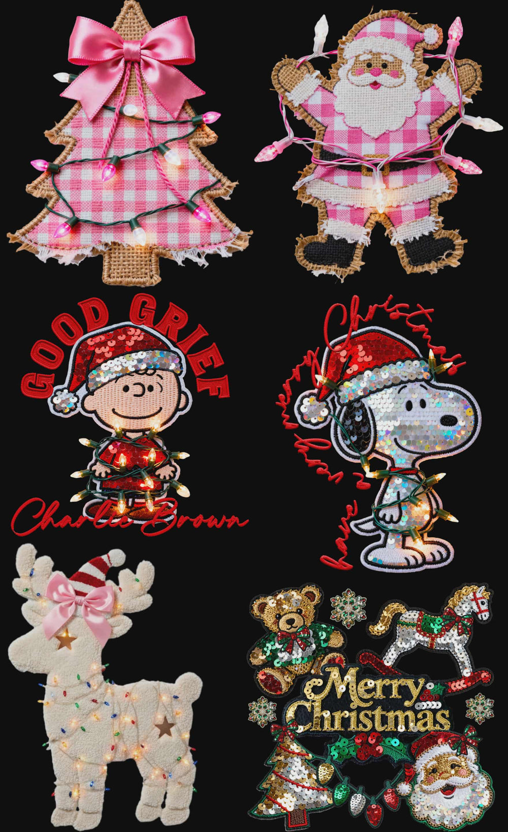 Sparkles Galore Pink Christmas premade DTF gang sheet, 22.5" x 36"