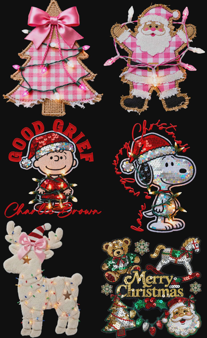 Sparkles Galore Pink Christmas premade DTF gang sheet, 22.5" x 36"