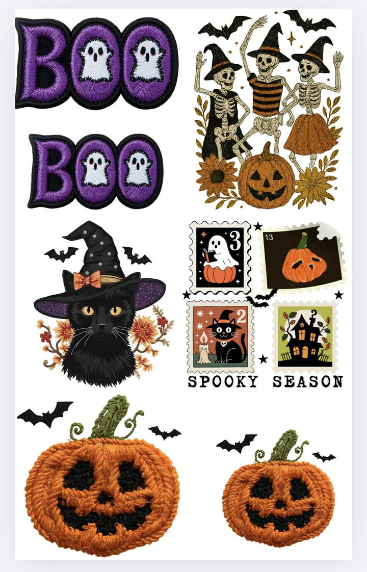 Yarn Halloween Viral Designs premade DTF gang sheet, 22.5" x 36"
