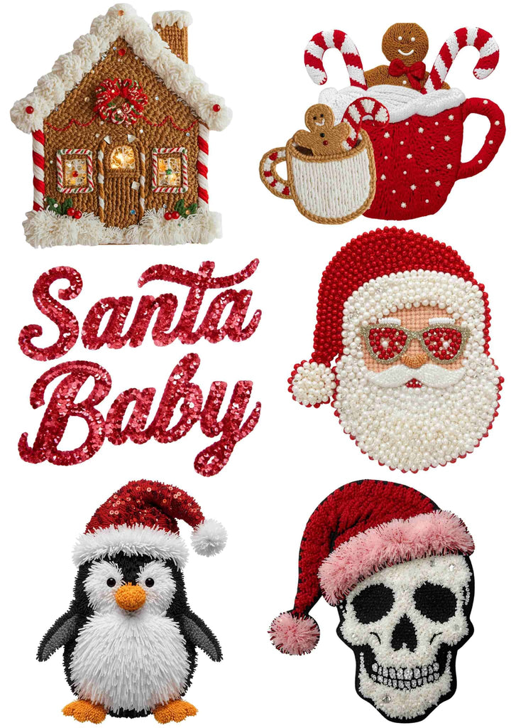 Santa Baby Glitter Christmas premade DTF gang sheet, 22.5" x 36"