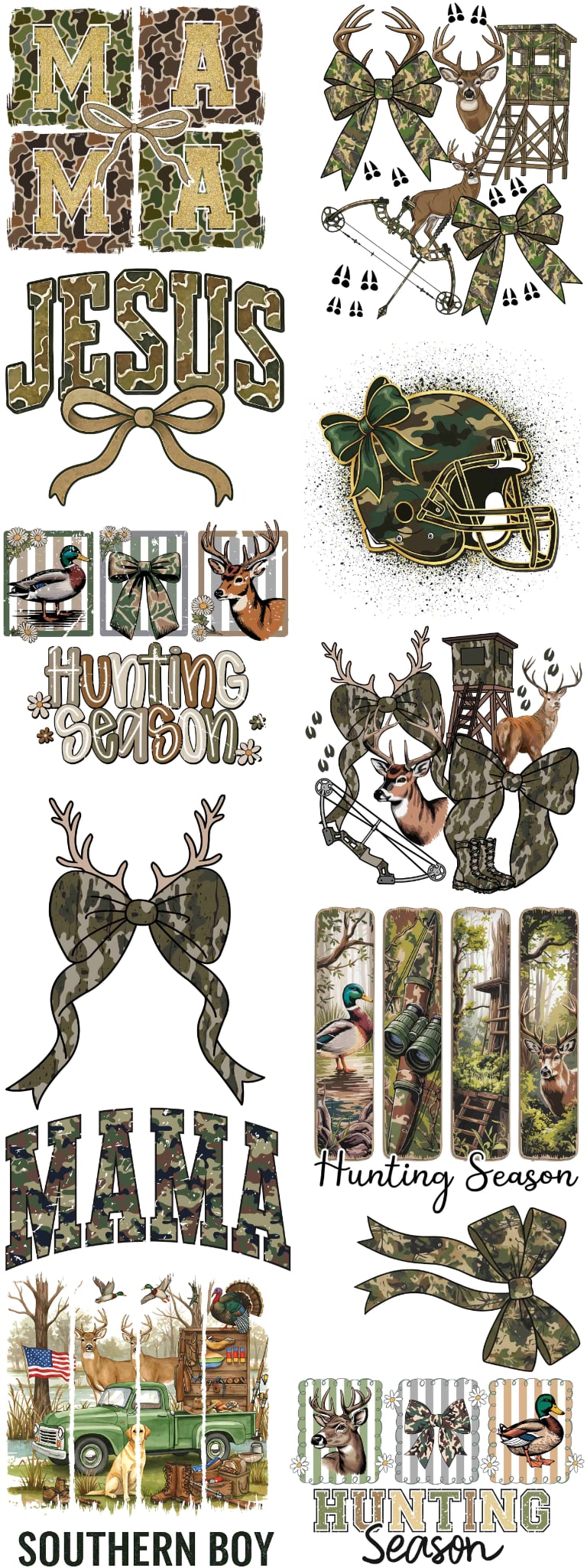 Camo Mama Hunting Season premade DTF gang sheet, 22.5" x 60"