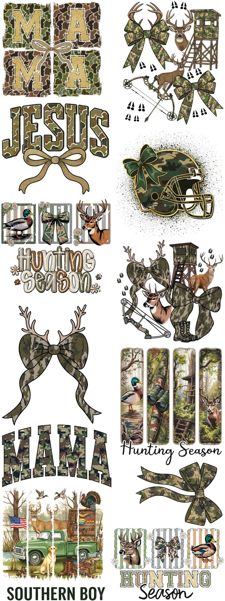 Camo Mama Hunting Season premade DTF gang sheet, 22.5" x 60"