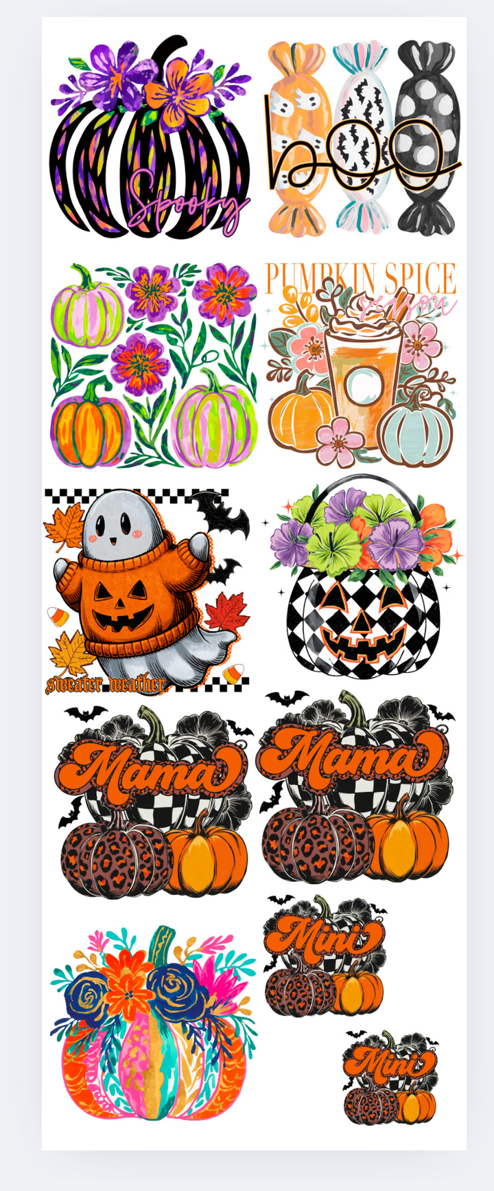 Put Some Boo in It Neon Pumpkin premade DTF gang sheet, 22.5" x 60"
