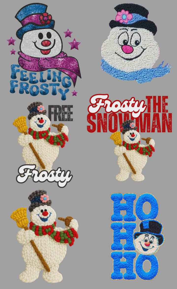 Frosty Snowman Ho Ho Ho premade DTF gang sheet, 22.5" x 32"