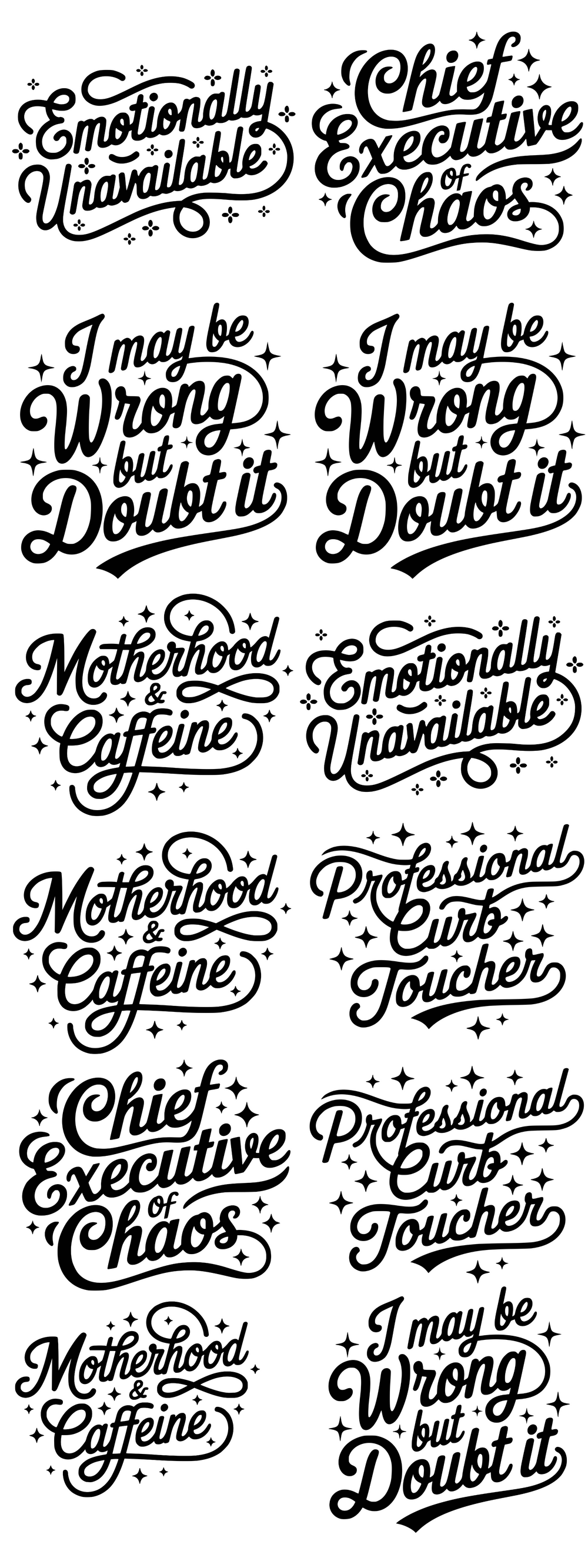 Swirls and Girls premade DTF gang sheet, 22.5" x 60"