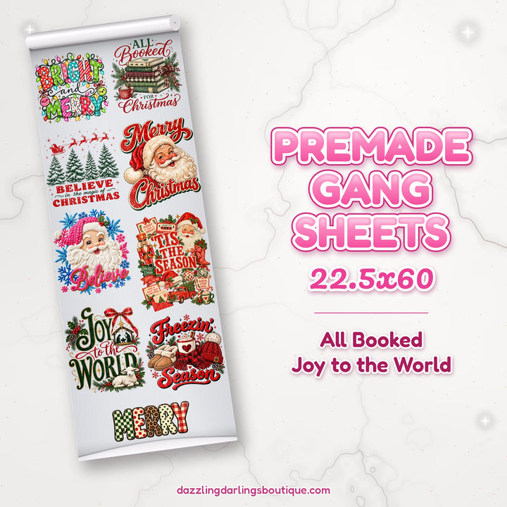 All Booked Joy to the World premade DTF gang sheet 22.5x60 – Dazzling Darlings Boutique