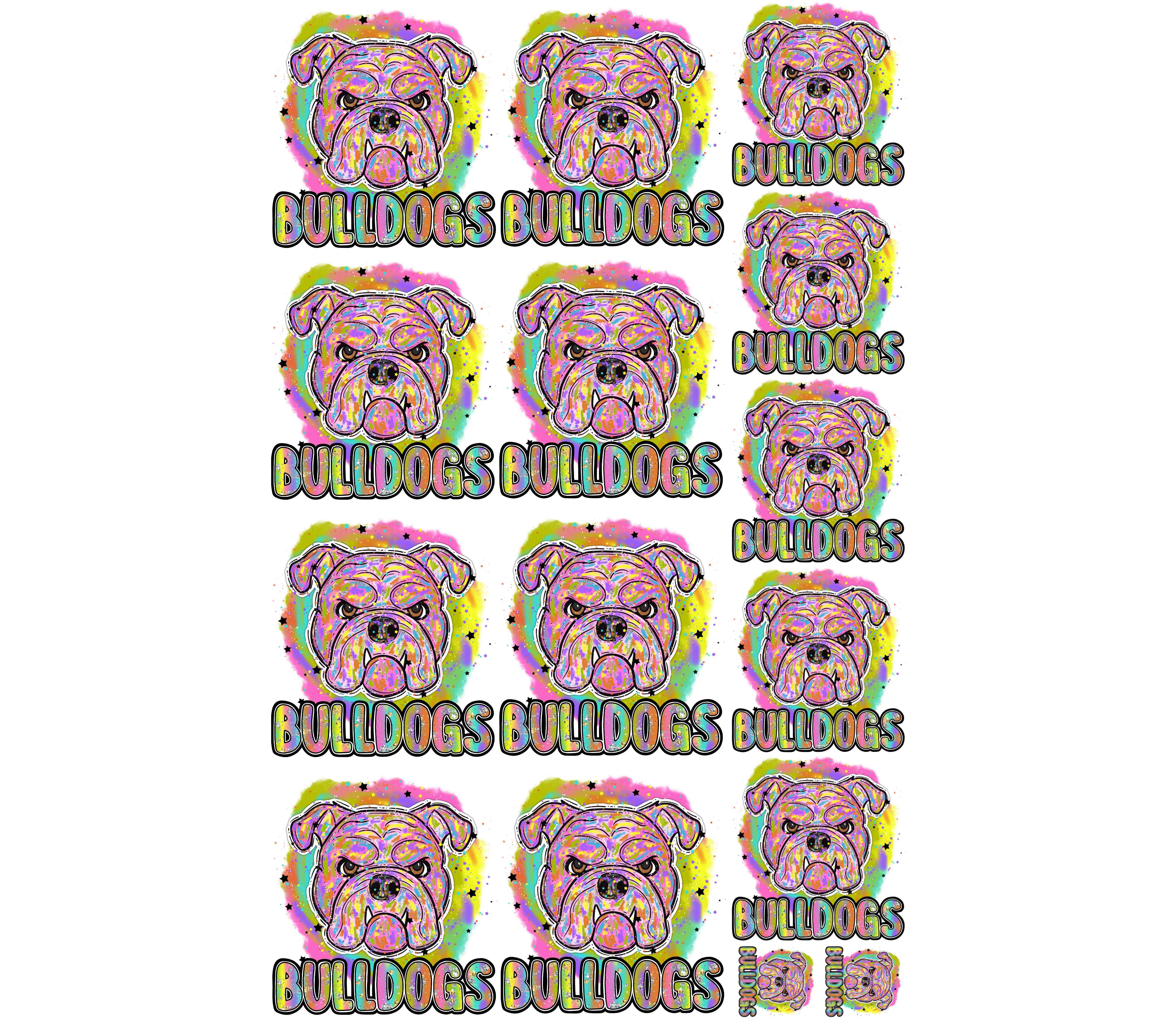 DTF GANG SHEET- 30 X 48 Bulldogs Bright Colors Hand drawn Mascot UGA G ...