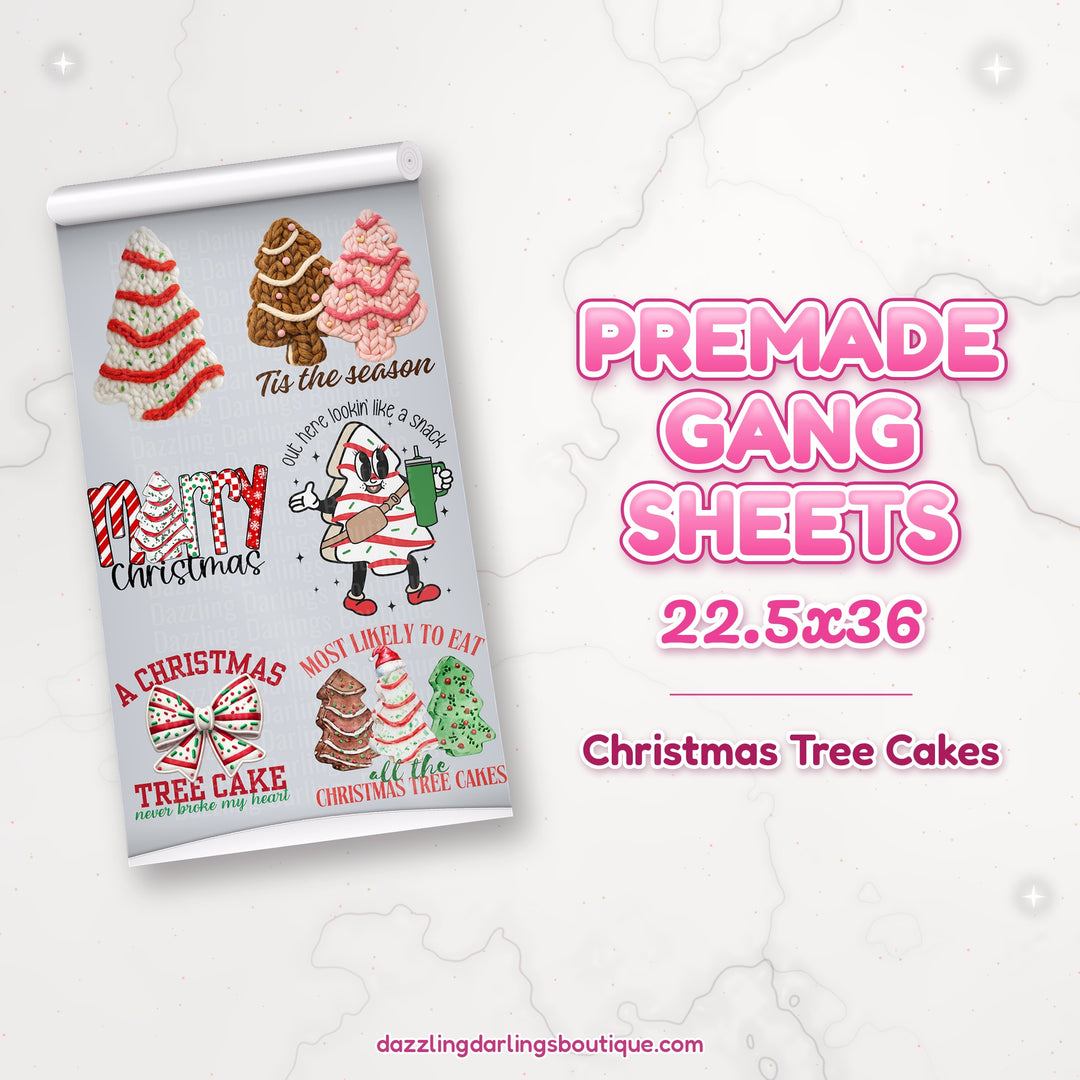 Christmas Tree Cakes premade DTF gang sheet 22.5x36 – Dazzling Darlings Boutique
