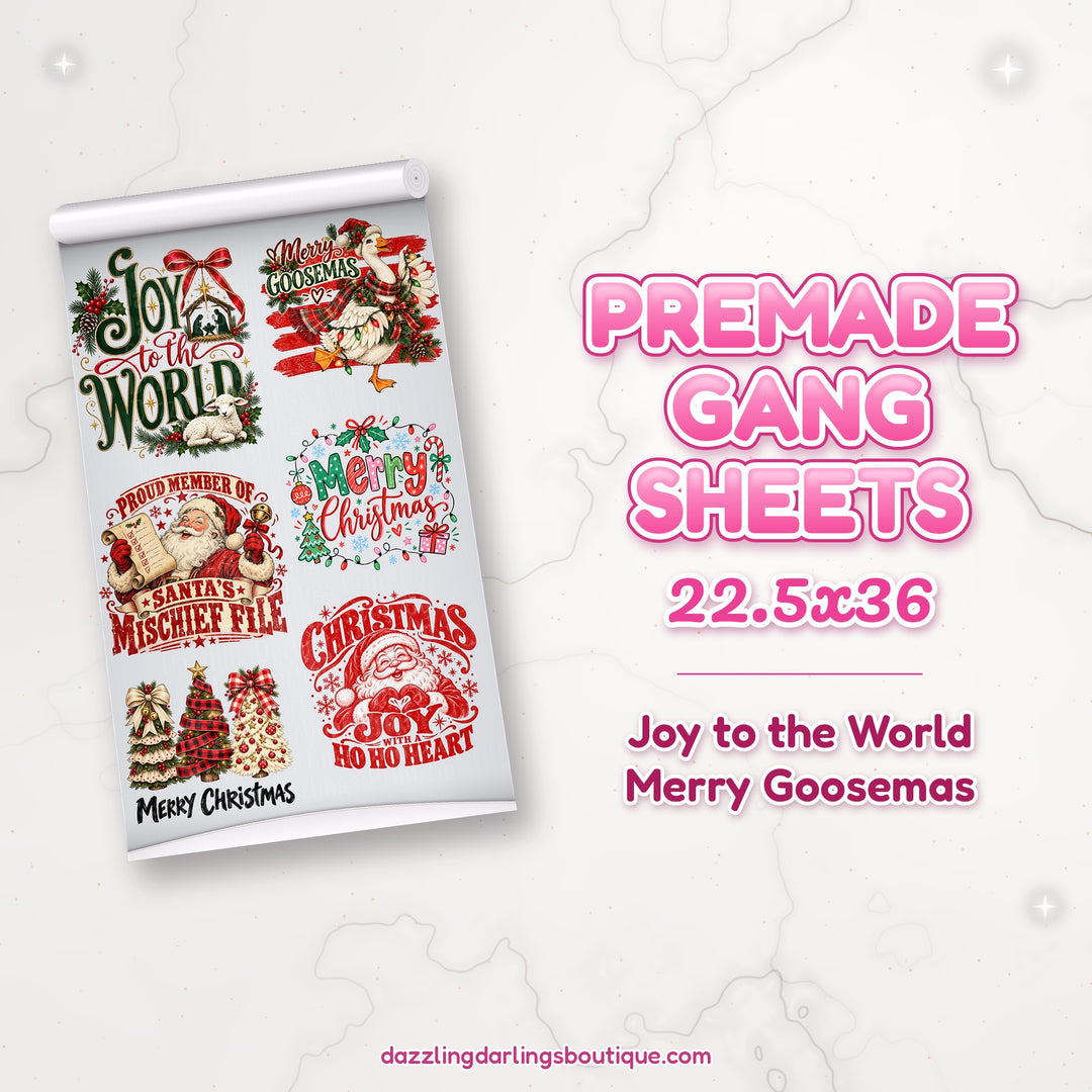 Joy to the World Merry Goosemas premade DTF gang sheet 22.5x36 – Dazzling Darlings Boutique
