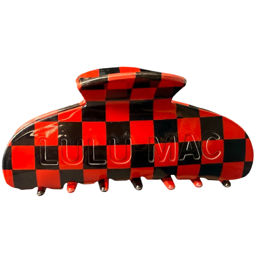 Lulu Mac Checkered Hair Clip - Red/Black