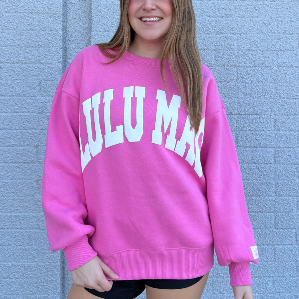 Lulu Mac Puff Logo Sweatshirt - Bubblegum/White