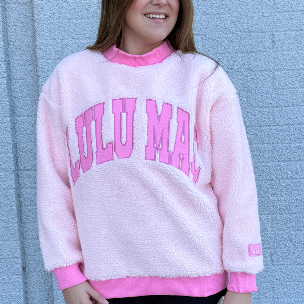 Lulu Mac Sherpa Pullover - Light Pink/Bubblegum, front view