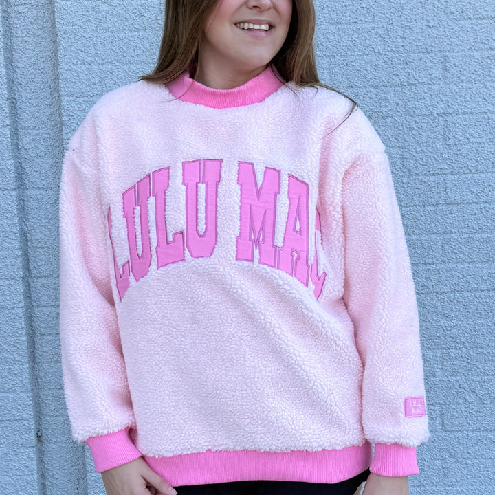 Lulu Mac Sherpa Pullover - Light Pink/Bubblegum, front view