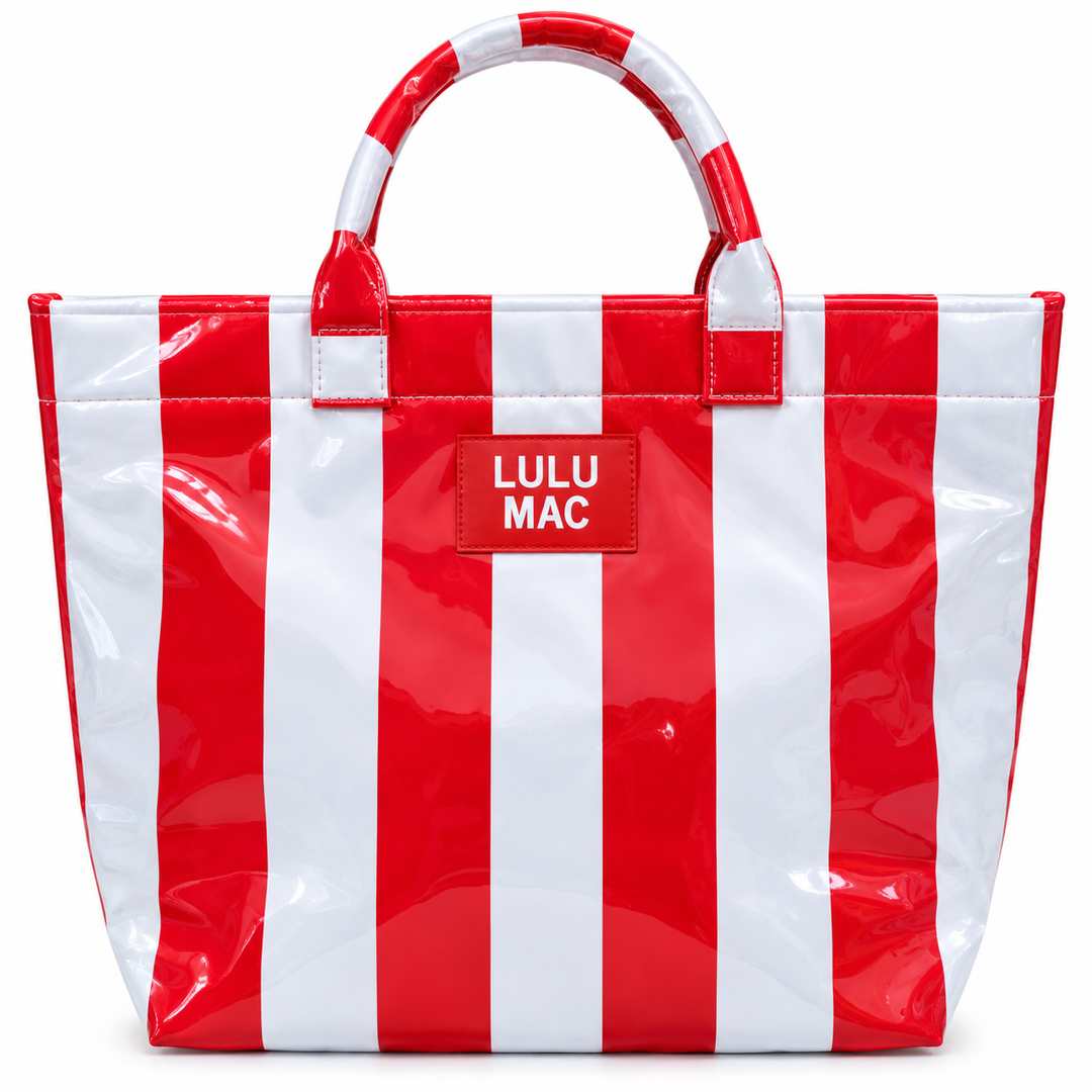Lulu Mac Striped Tote Bag - Red/White