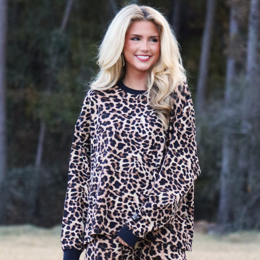 Lulu Mac Waffle Long Sleeve Top - Leopard