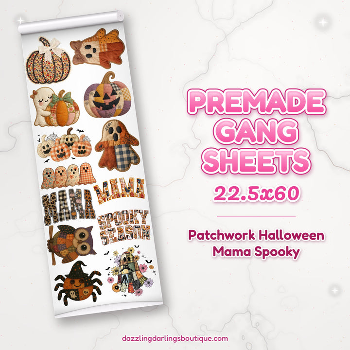 Patchwork Halloween Mama Spooky premade DTF gang sheet 22.5x60 – Dazzling Darlings Boutique