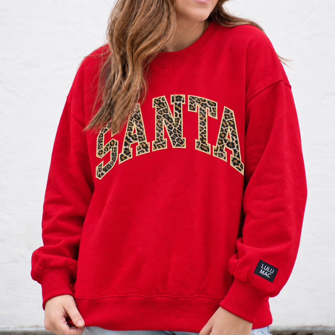 Lulu Mac Santa Sweatshirt - Red/Leopard