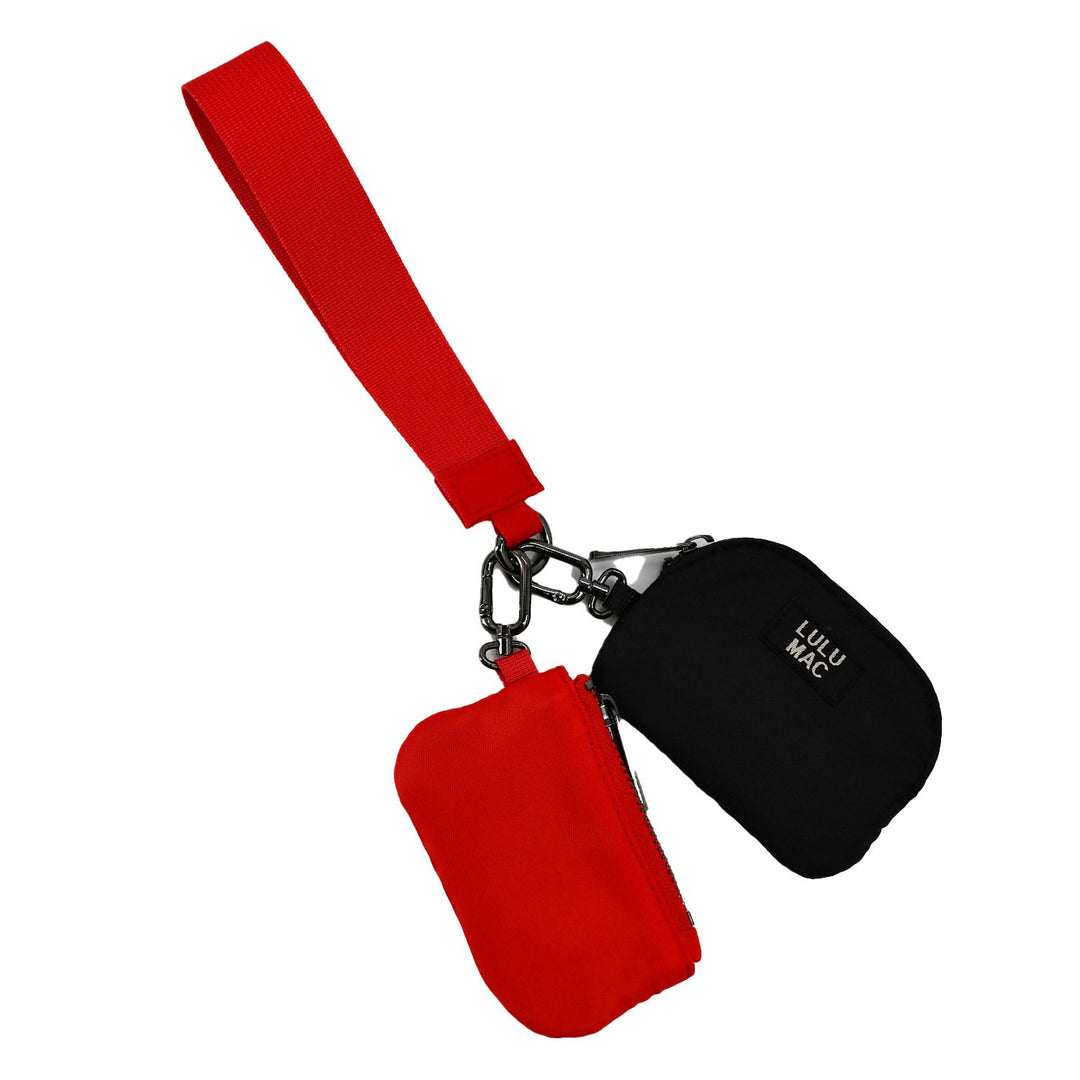 Lulu Mac Double Pouch Wristlet - Red/Black