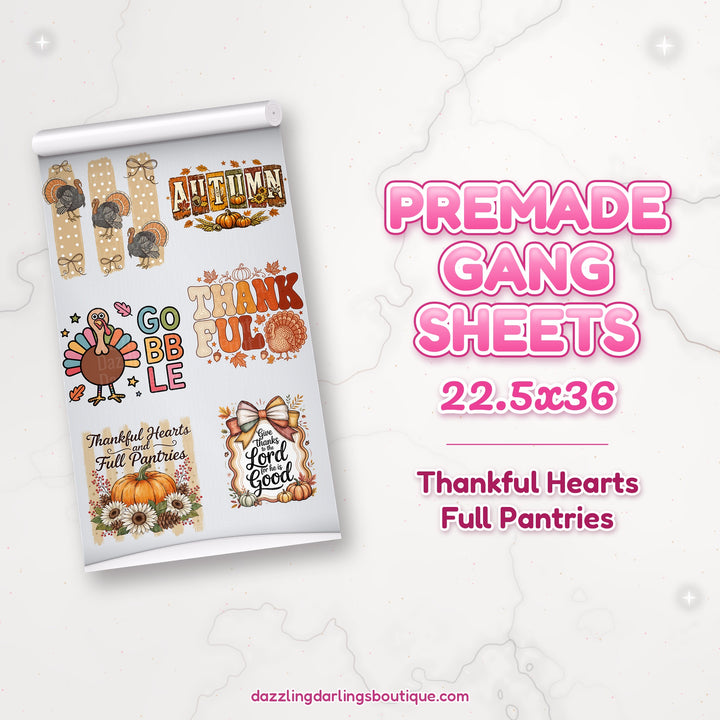 Thankful Hearts Full Pantries premade DTF gang sheet 22.5x36 – Dazzling Darlings Boutique