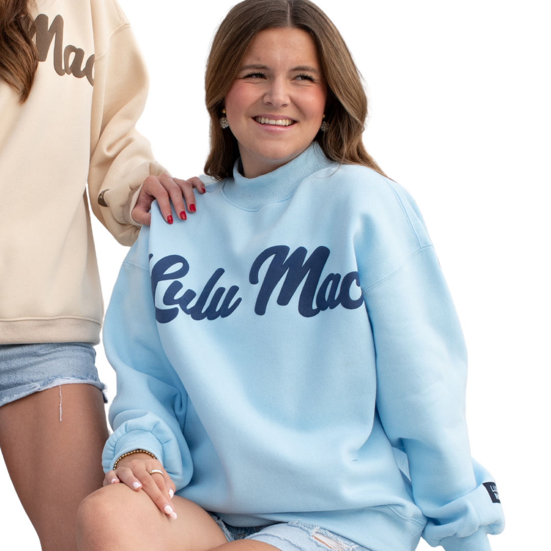 Lulu Mac Script Sweatshirt - Light Blue/Navy