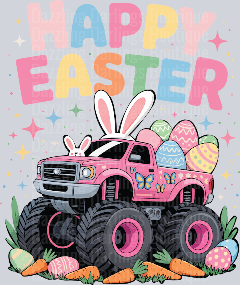 HAPPY EASTER GIRL MONSTER TRUCK