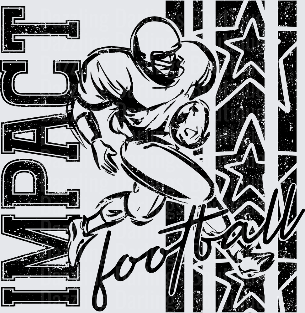 Impact Football Running Back Grunge Stars Graphic