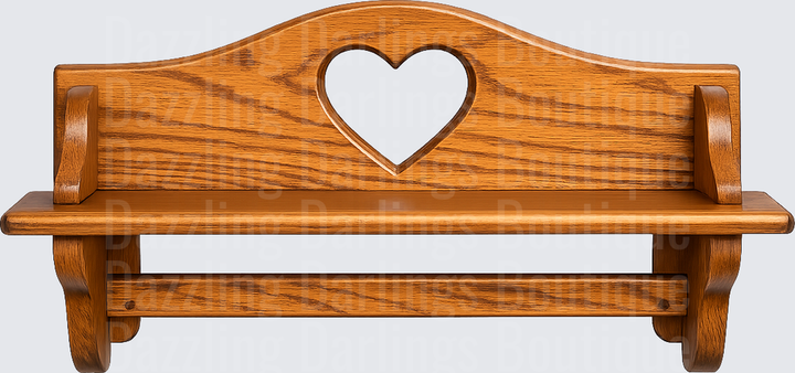 Rustic Wooden Shelf with Heart Cutout