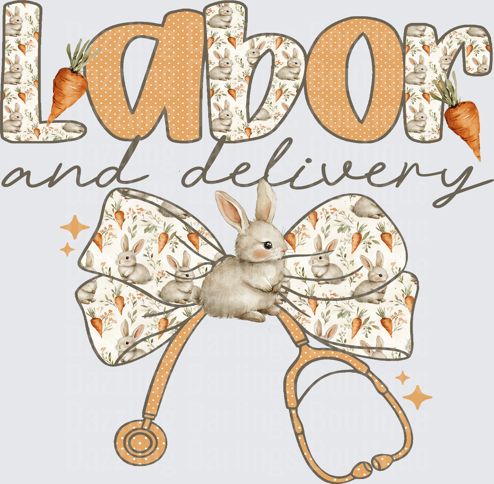 Labor and Delivery Stethoscope with Bunny and Carrot Pattern
