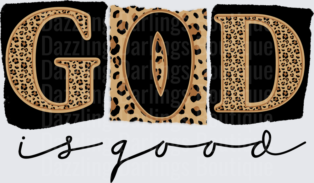 God Is Good Leopard Print Typography Design