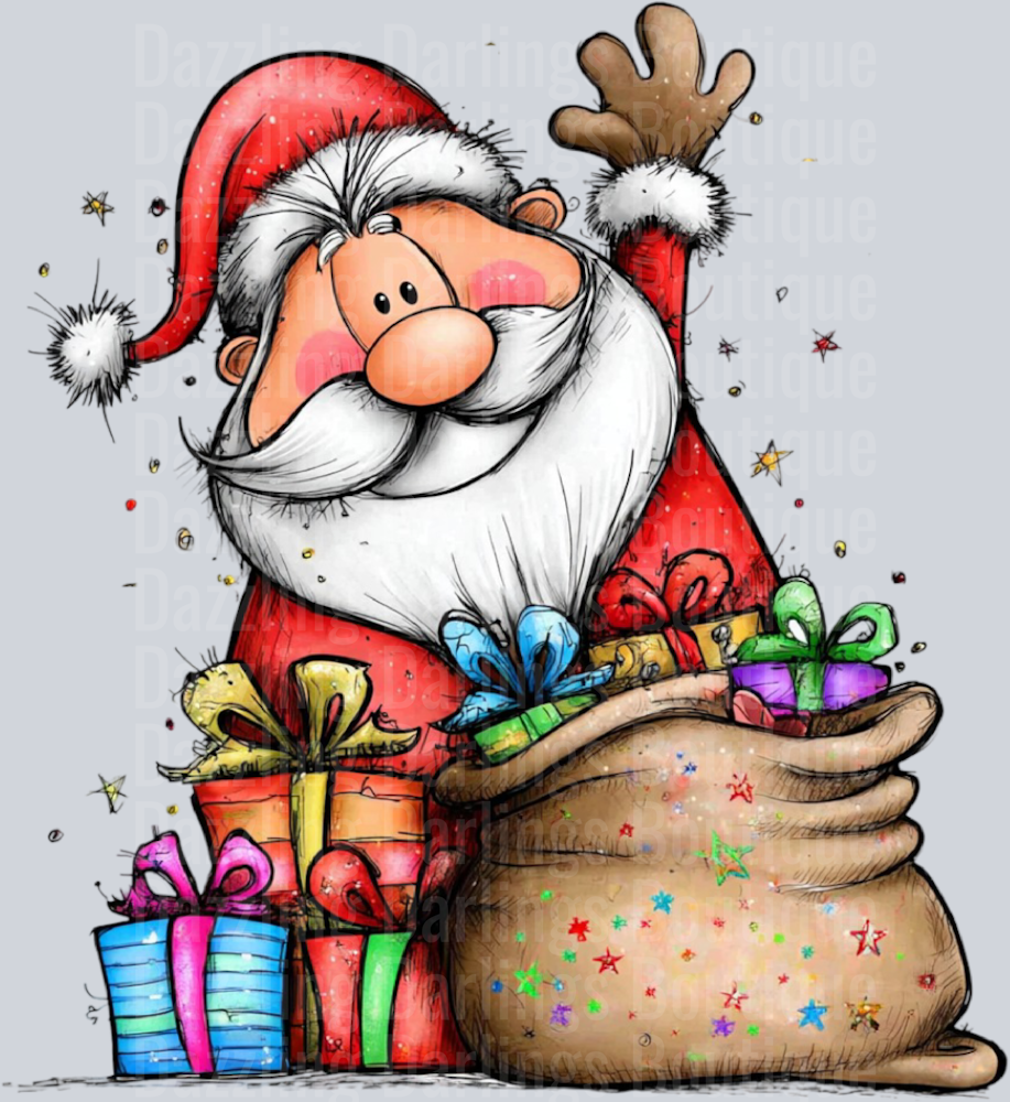 Hand-drawn Christmas Santa Bag