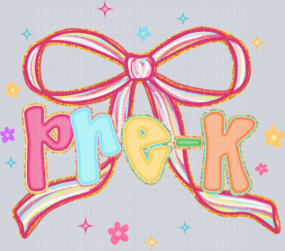 Pre-K Pastel Bow Glitter Letters