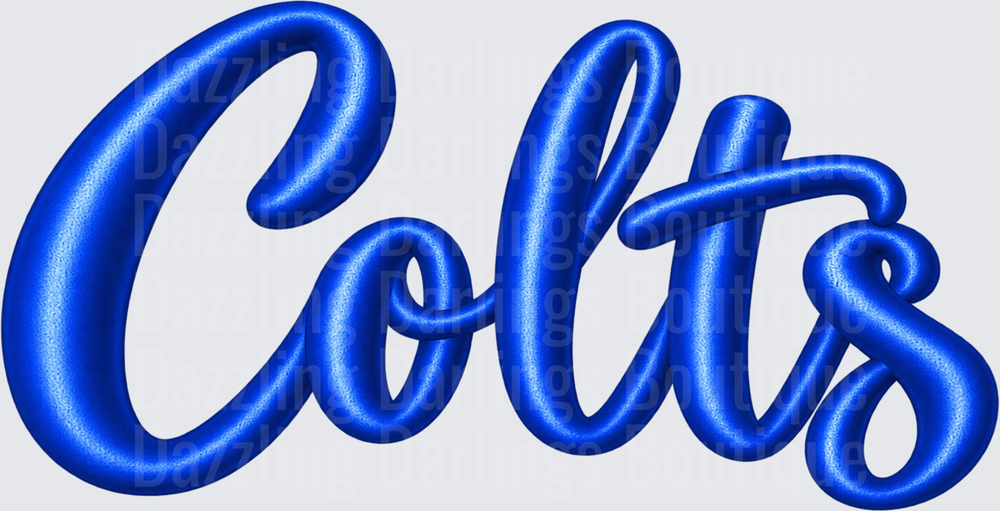 Colts Puffy Bubble Script Royal Blue Lettering