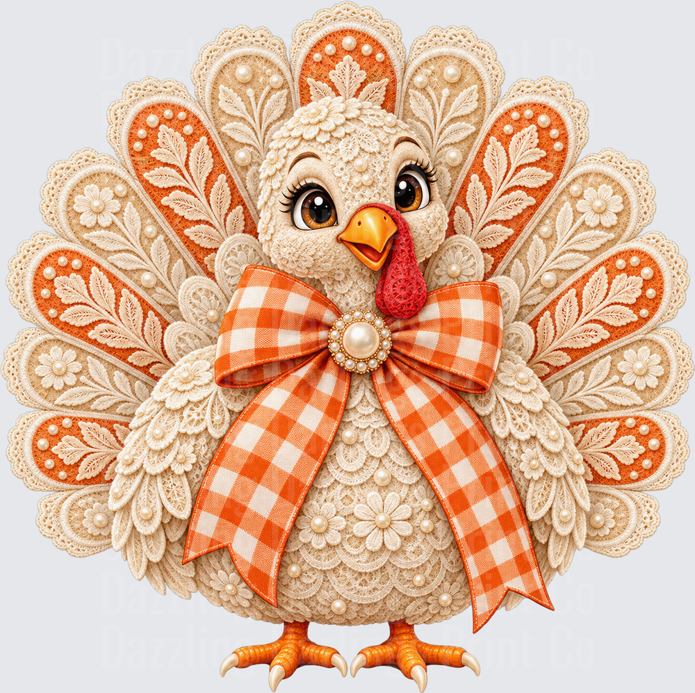 Orange and White Lace Turkey