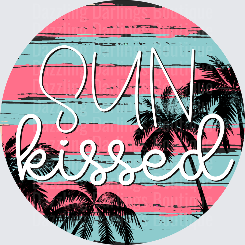 Sun Kissed Retro Beach Vibes with Palm Trees Circle Design