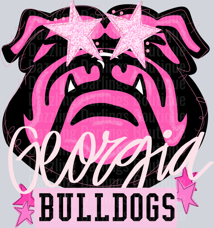 georgia preppy bulldog face pink