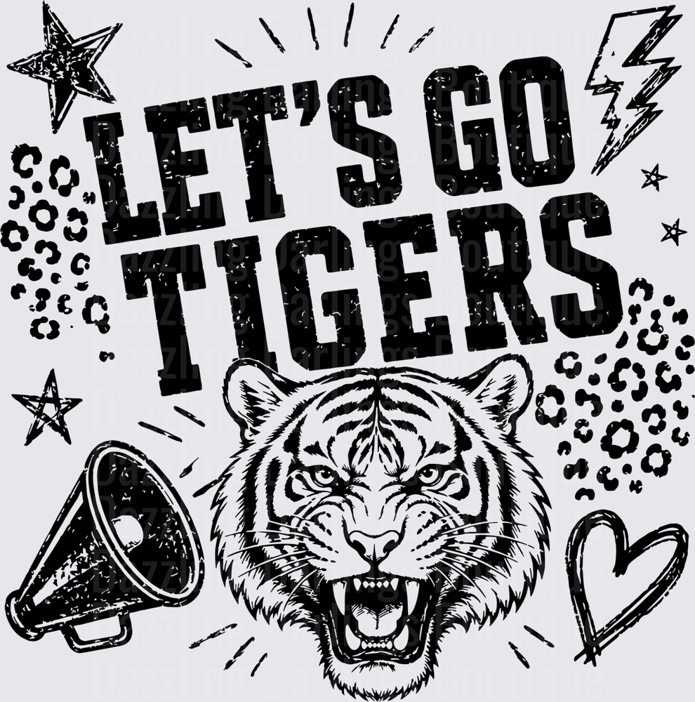 Let's Go Tigers Roaring Tiger Face Spirit Cheer Design