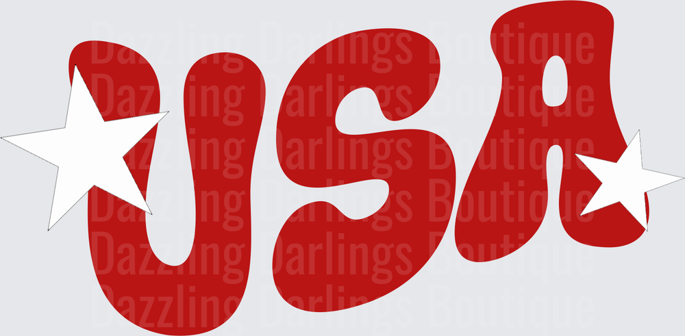USA Red Letters with White Stars Patriotic Design